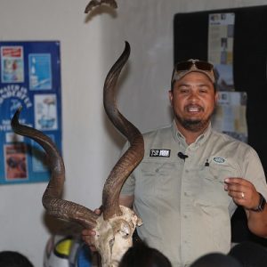 Glen Vena pictured with one Shamwari's educational displays