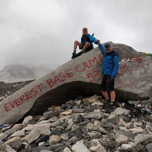 Tom Finch and friend at Everest Base Camp.