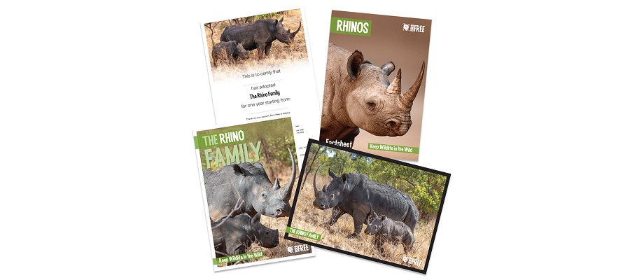 A montage of the rhino adoption pack