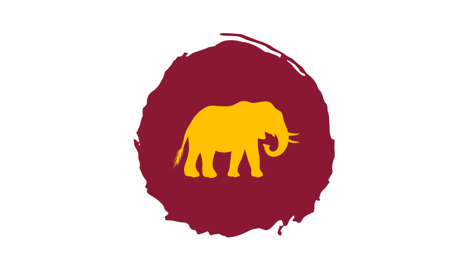 Yellow elephant icon on purple background