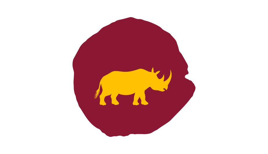 Yellow rhino icon on purple background