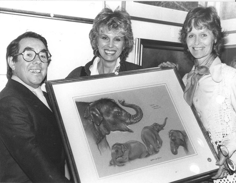Virginia attends an early Born Free event on the Fulham Road with Ronnie Corbett and Joanna Lumley