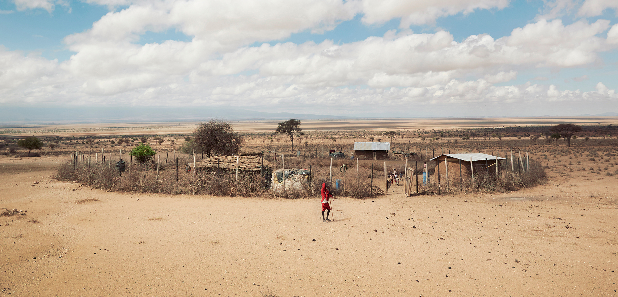A panoramic image showing a predator proof boma in Kenya