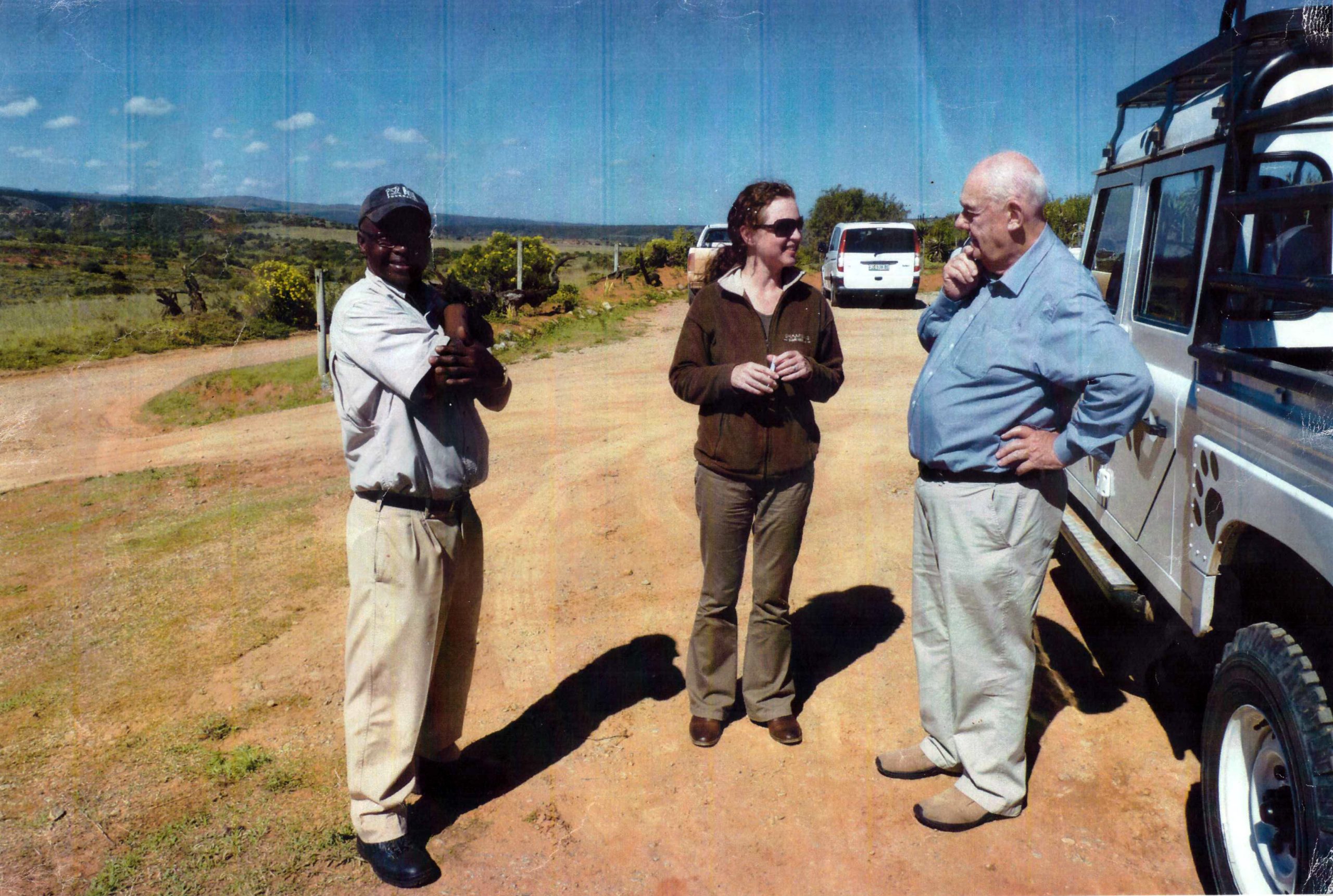 Sidney Clay and Catherine Gillson from Shamwari, with John Ward in 2012 