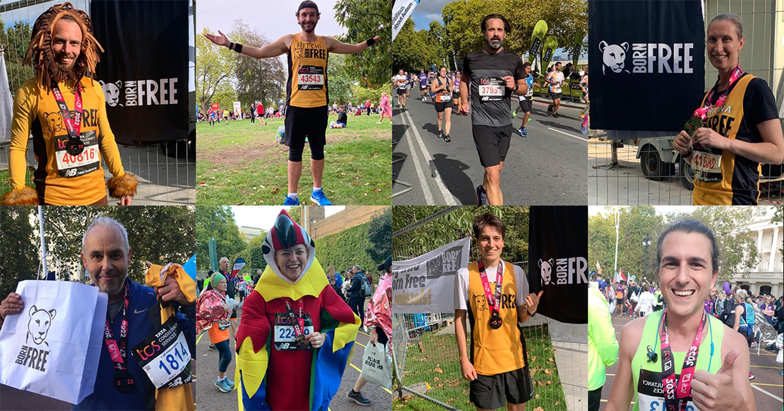 A selection of photos of this year's runners in their Born Free vests