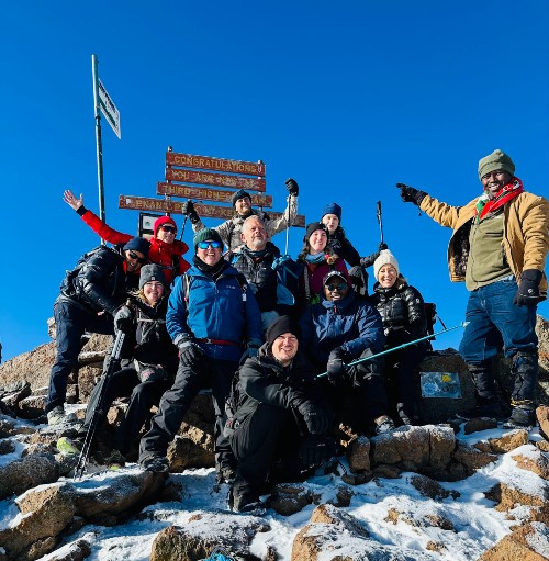 The team reach the summit!