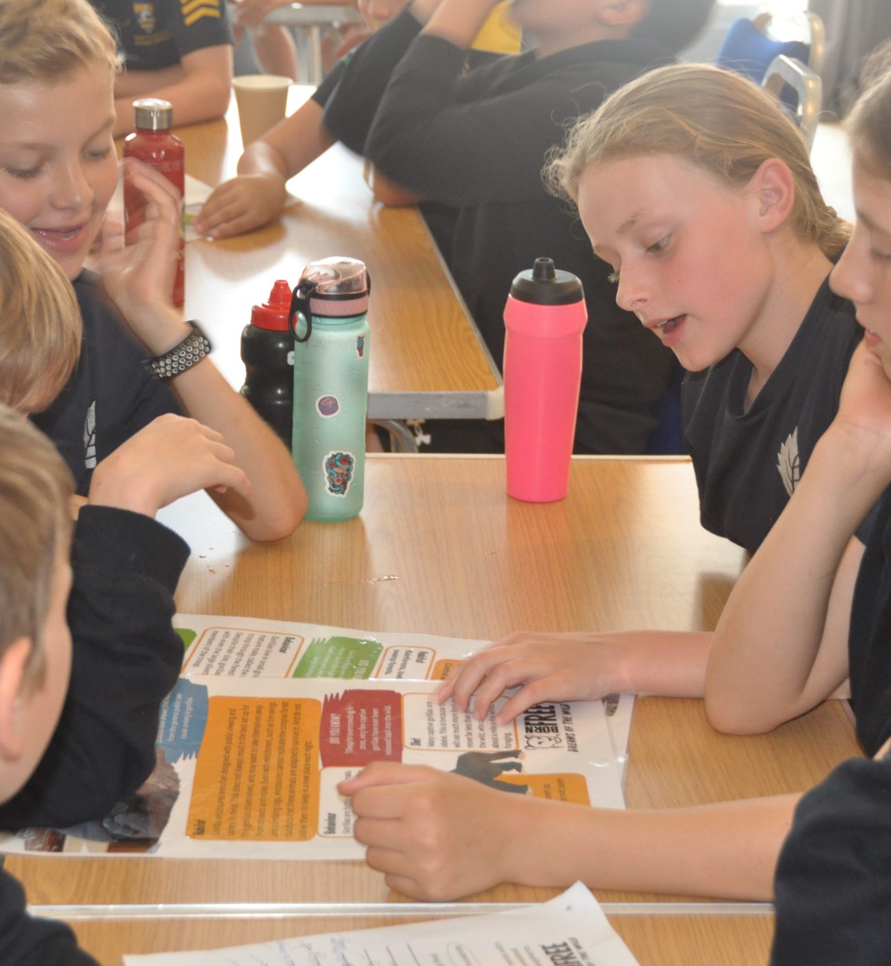 School children sat around a table