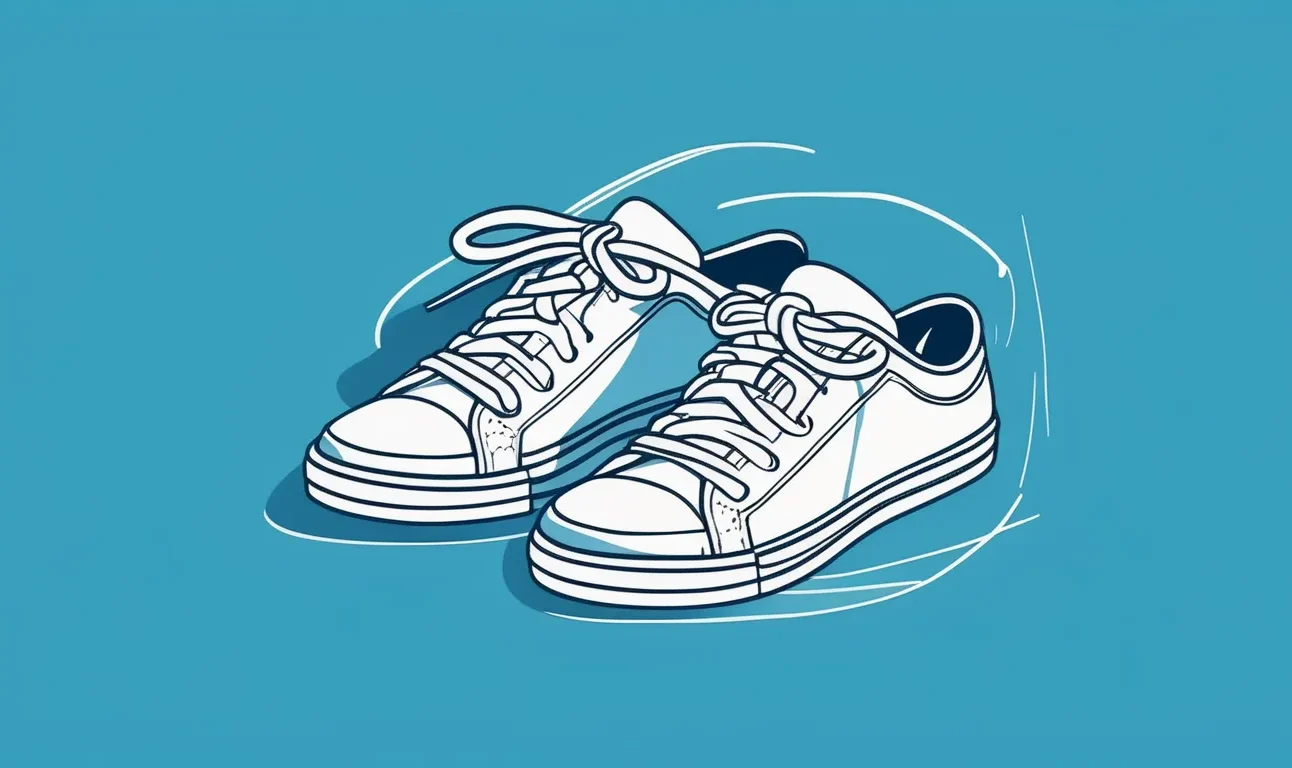 An illustration of a pair of training shoes with laces