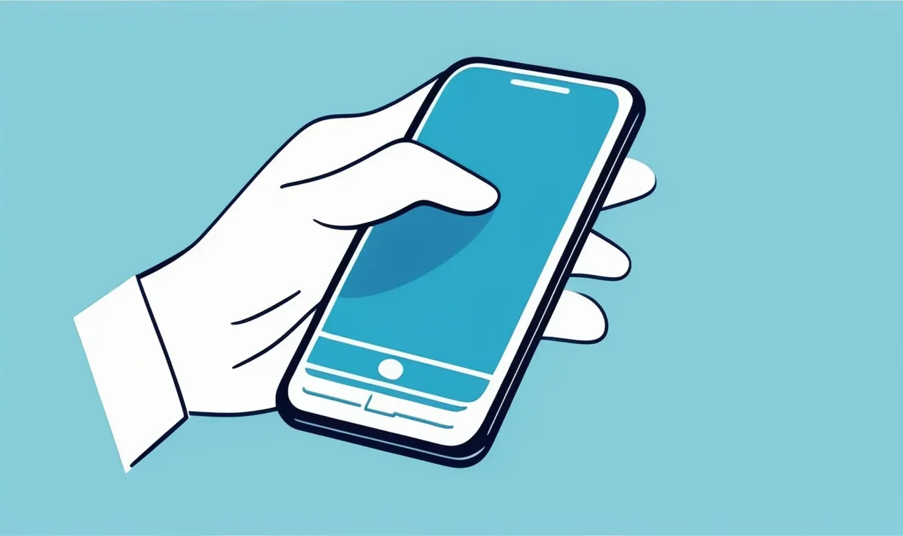 An illustration of a finger clicking a button on a mobile phone
