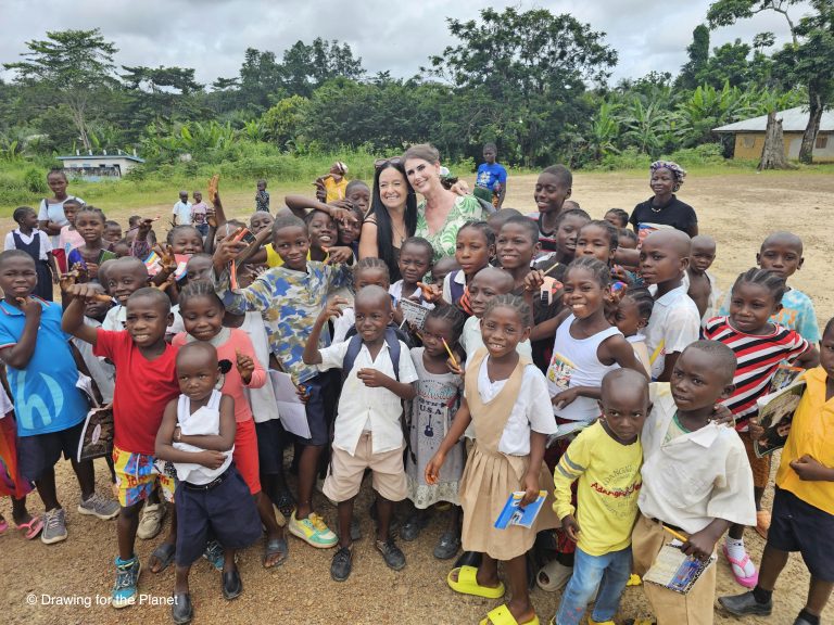 Jane Lee McCracken and Jenny Desmond at Gbor Kersein Public School, Liberia.