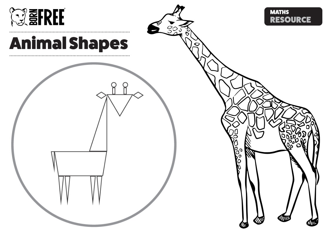 A giraffe shapes worksheet