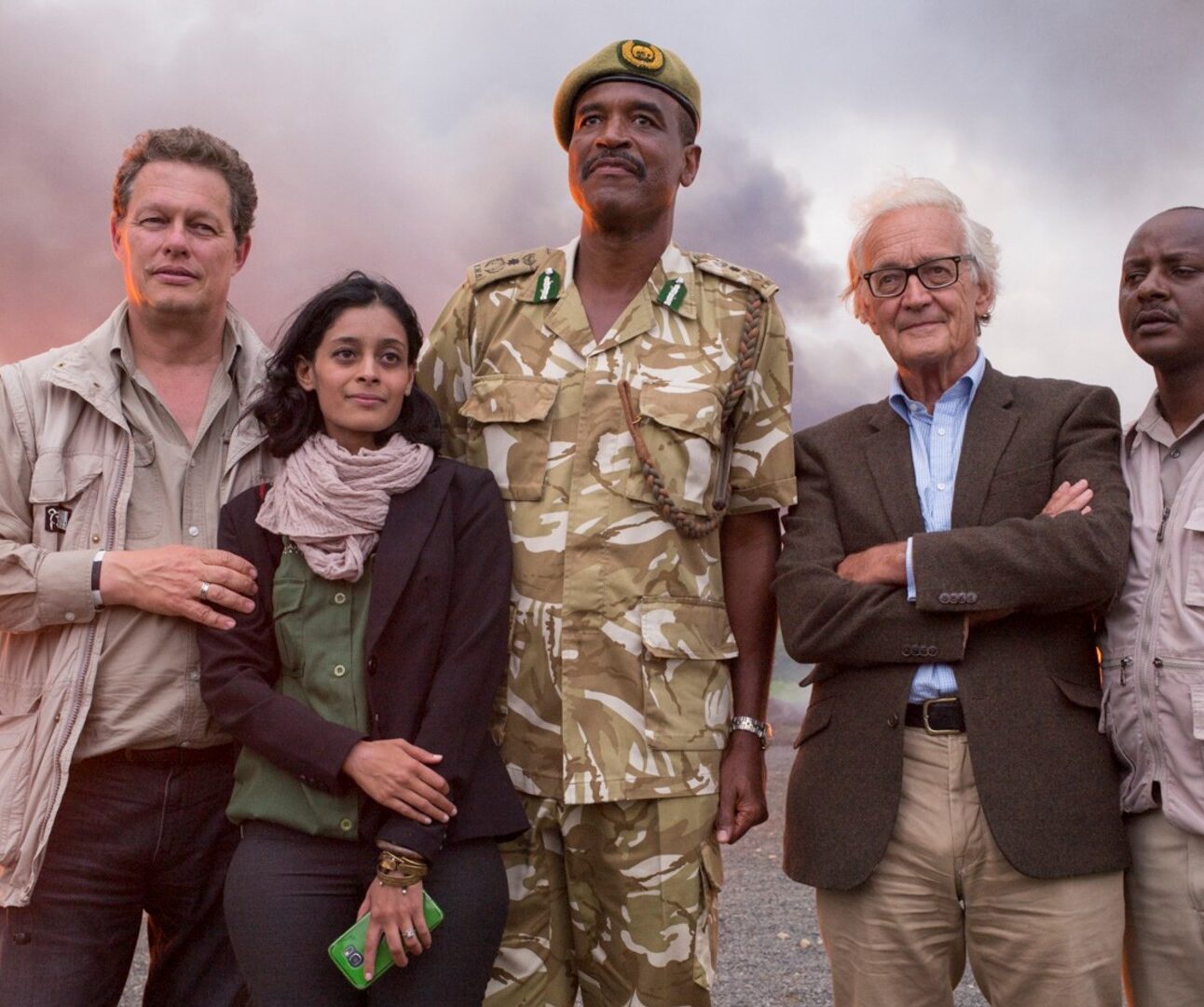 Will Travers OBE, Raabia Hawa (Ulinzi Africa Foundation), Kitili Mbathi (DG KWS), Dr Iain Douglas Hamilton, Jim Justus Nyamu (Elephant Campaigner) at in ivory burn