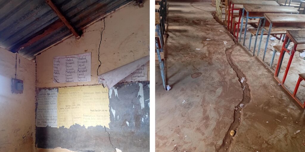 Photos of a classroom in need of renovation
